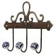 Navy Blue Floral Ceramic Iron Hooks